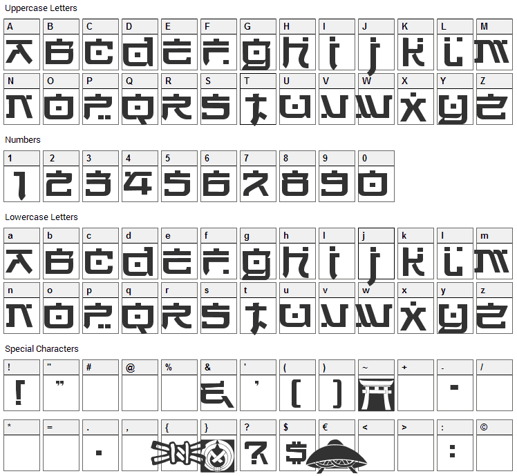 Hirosh Font Character Map