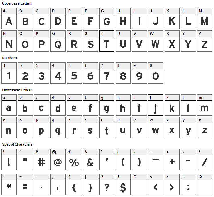 Hit the Road Font Character Map
