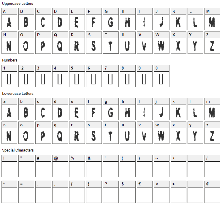 Hitman AJ Font Character Map