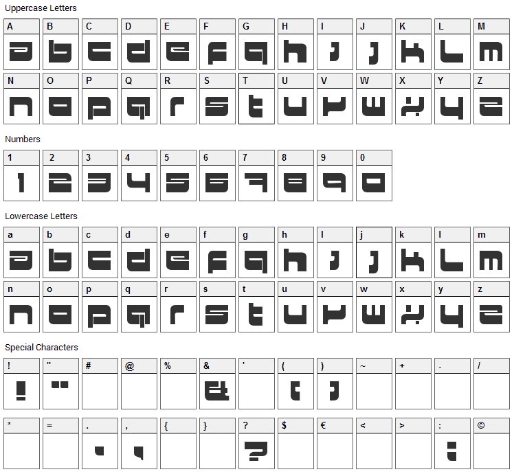 HKI Metropol Font Character Map