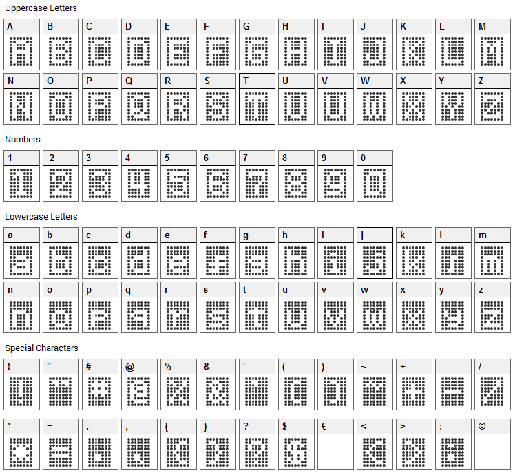 HNrumine Font Character Map