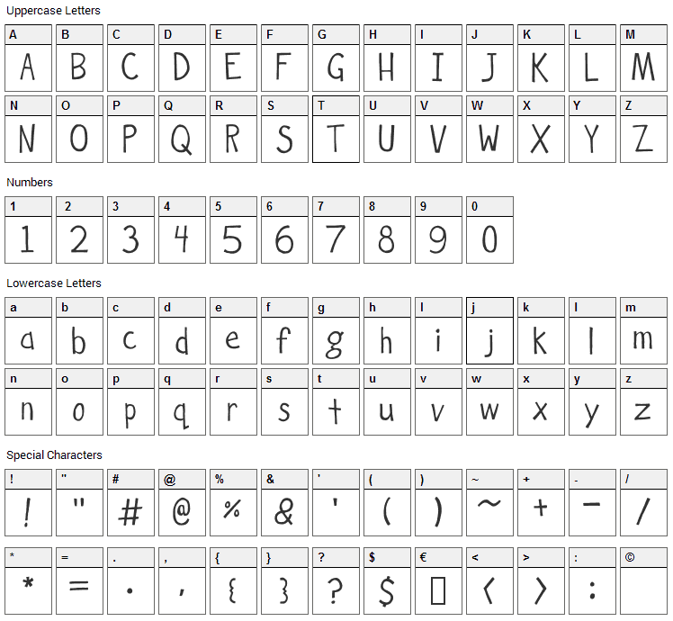 Hockey is Lif Font Character Map