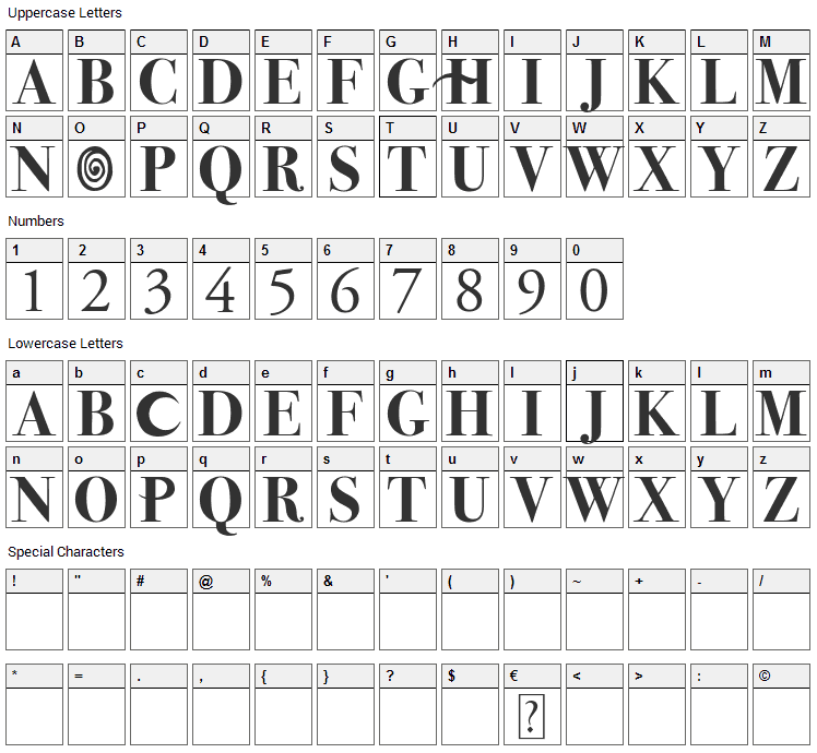 Hocus Pocus Font Character Map