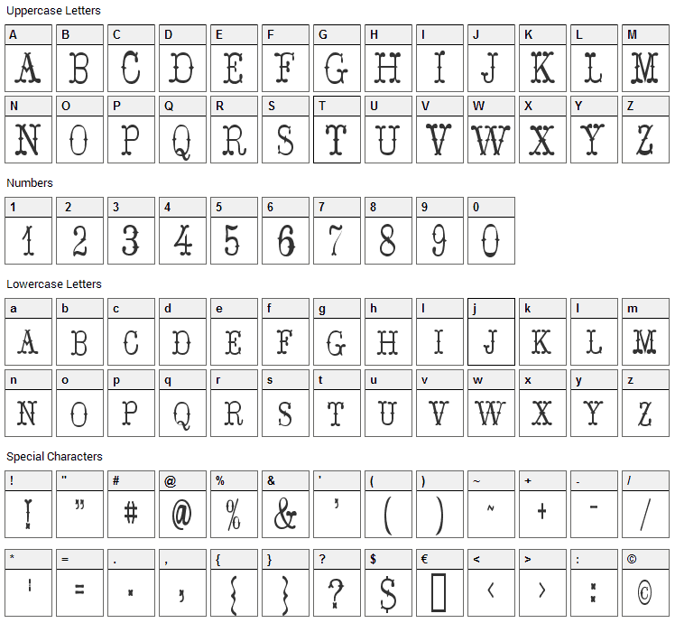 Hoedown Ds Font Character Map