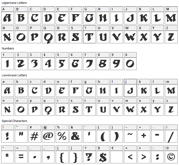 Hoffmann Font Character Map