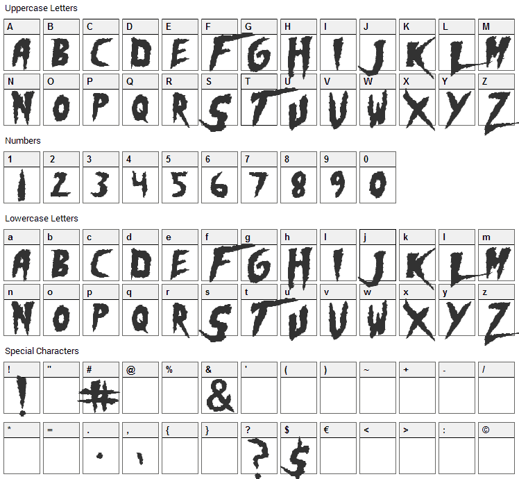 Hogan Mania Font Character Map