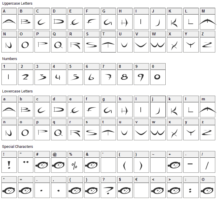 Holiday Hardcore Font Character Map