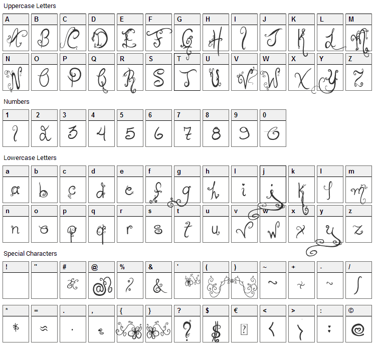 Holiday Home Font Character Map