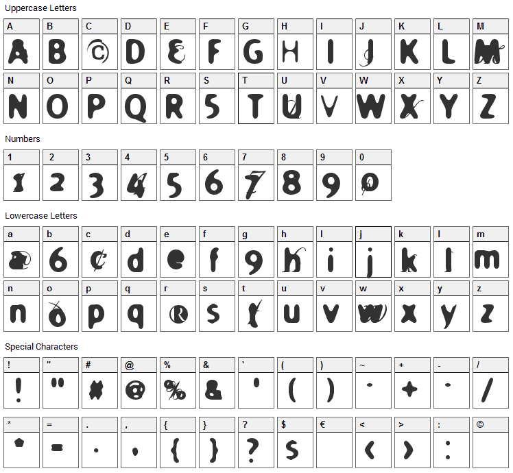 Holier Font Character Map