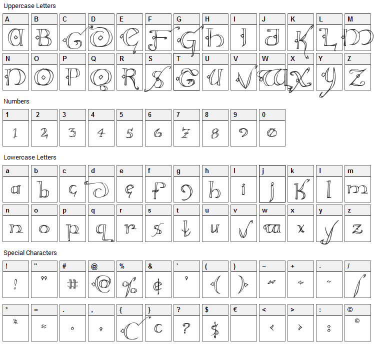 Holly Jingle Font Character Map