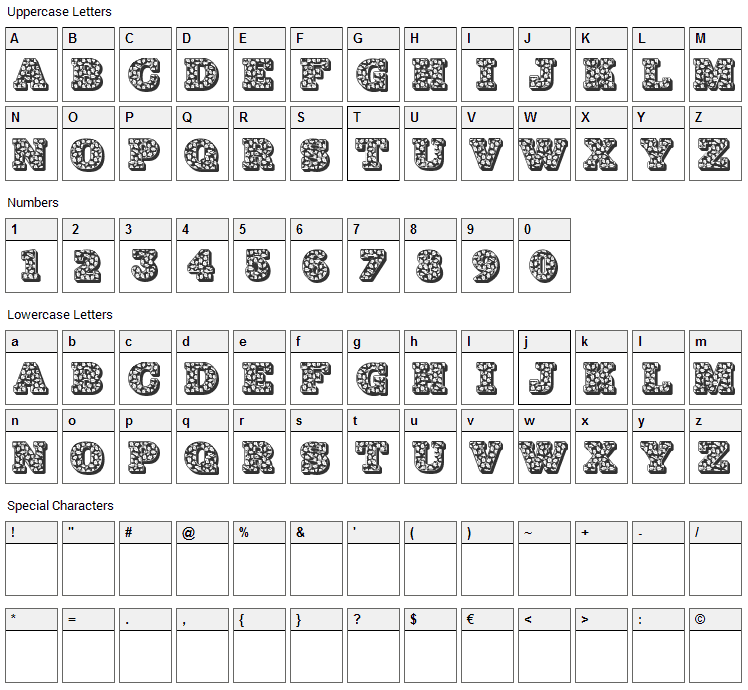 Holly Nites Font Character Map