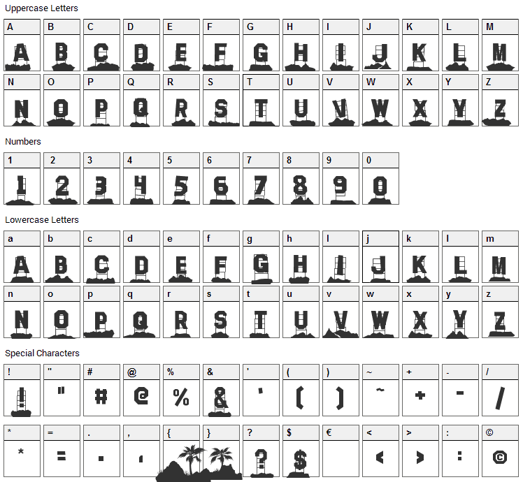 Hollywood Capital Font Character Map