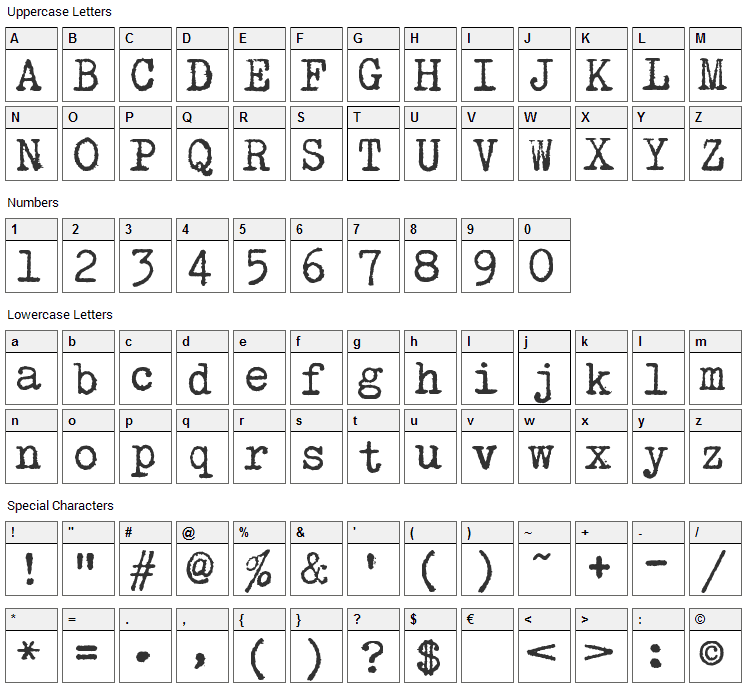 Hollywood Starfire Font Character Map