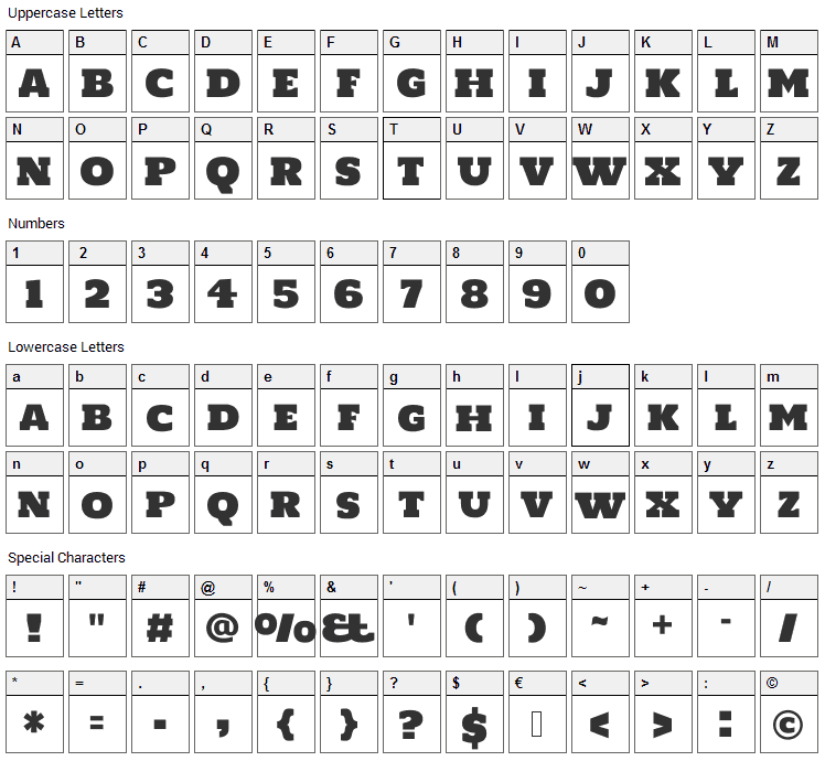 Holtwood One Font Character Map