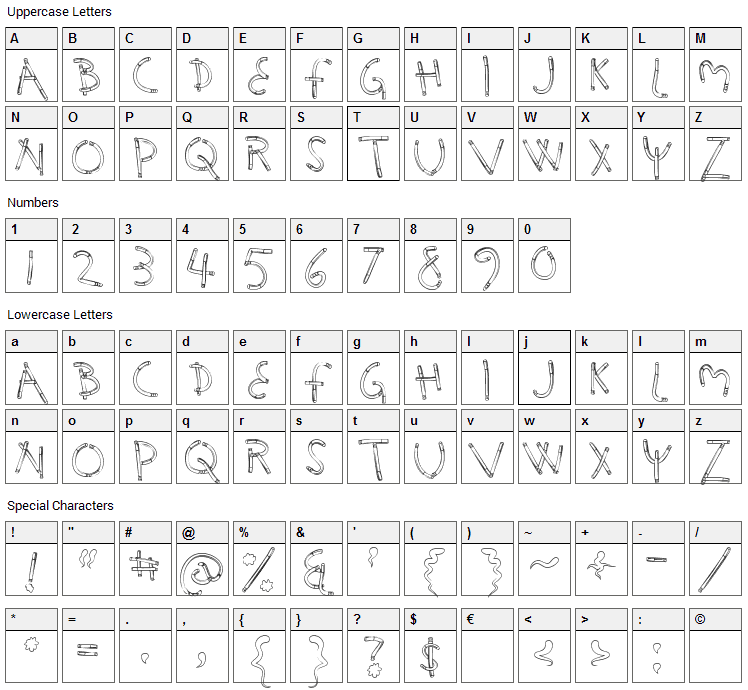 Holy Smokes Font Character Map