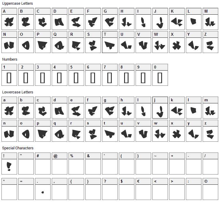 Homeboy Font Character Map