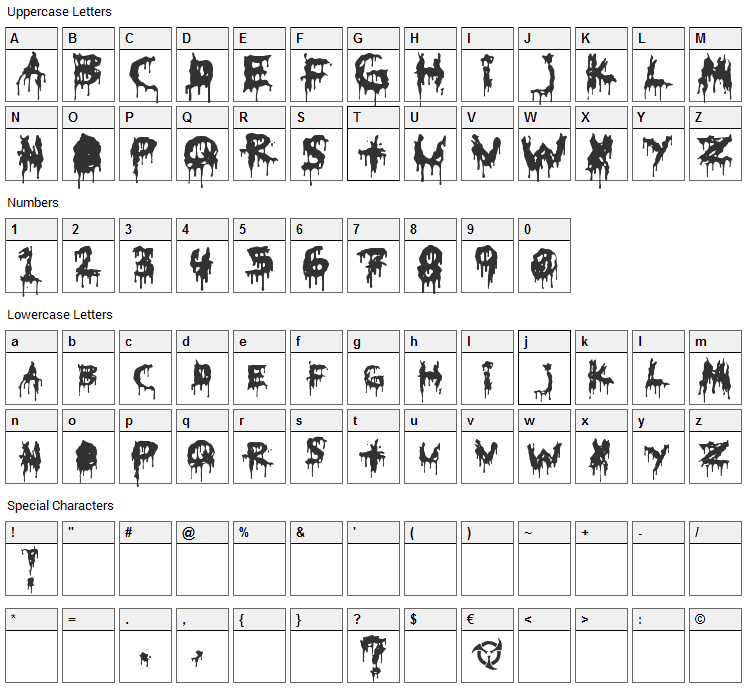 Homicide Effect Font Character Map