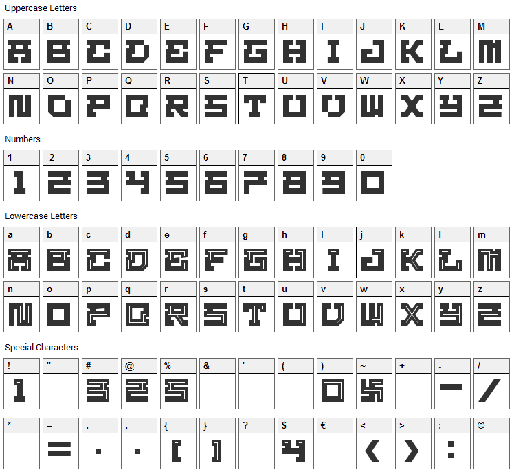 Homigos Font Character Map