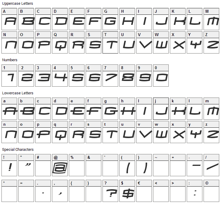 Homoarakhan Font Character Map