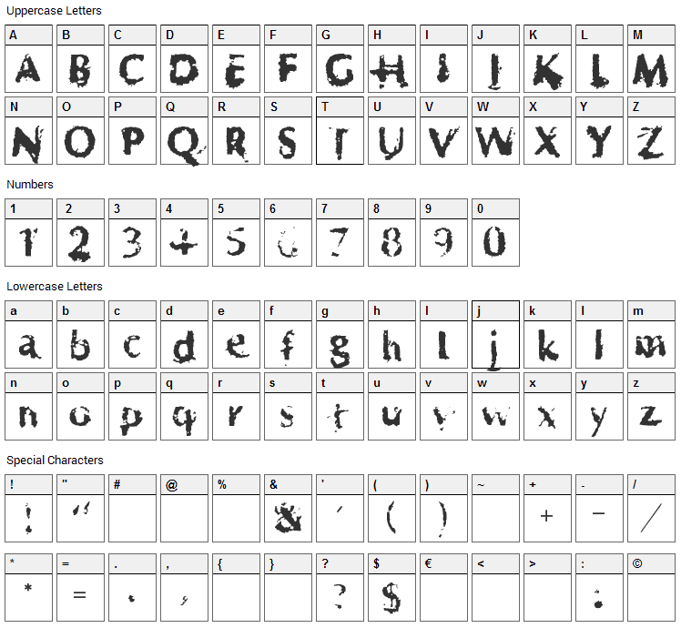 Horrendous Font Character Map