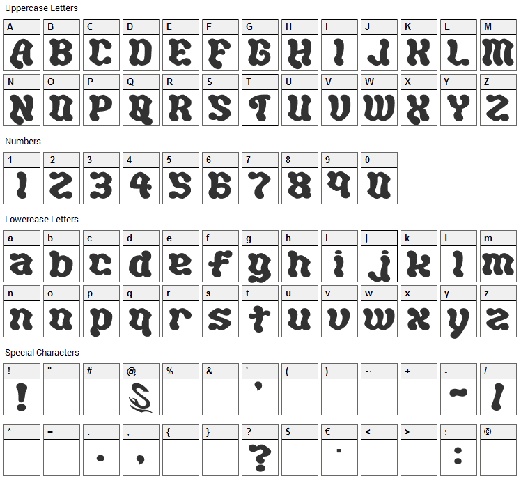 Hot Chocolate Font Character Map