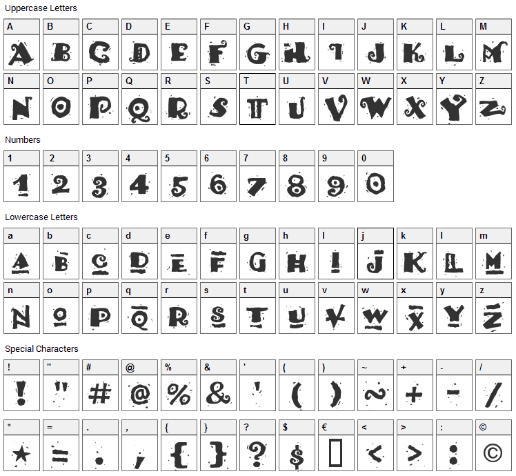 Hot Tamale Font Character Map