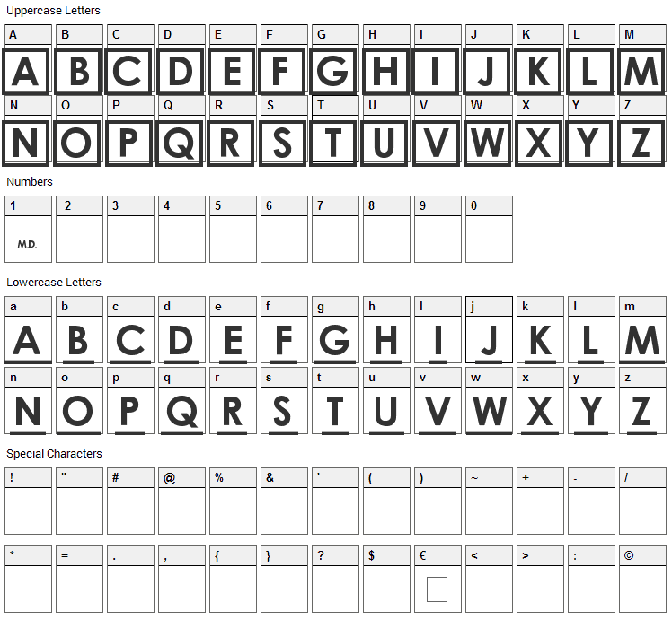 House M.D. Font Character Map