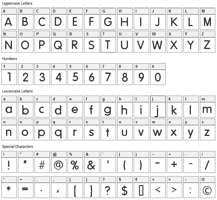 Howies Funhouse Font Character Map