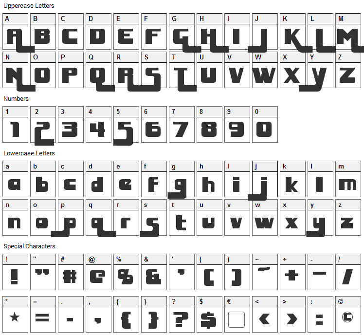 Huggy Bear Font Character Map