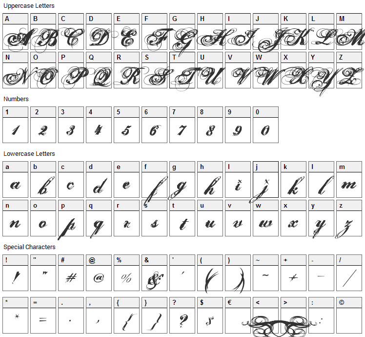Hurricane SupaDupaSerif Font Character Map