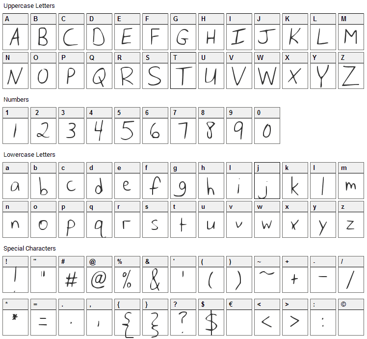 Husband of the Millennium Font Character Map