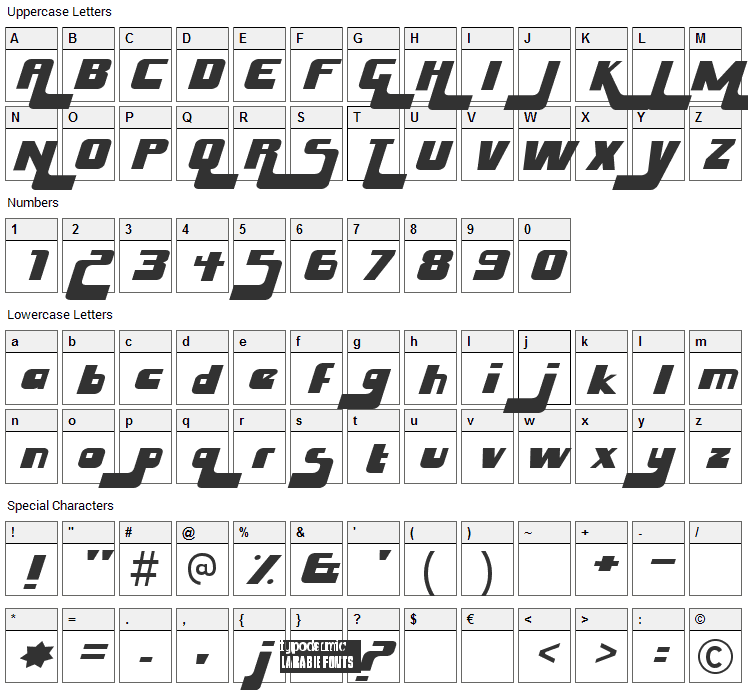 Husky Stash Font Character Map