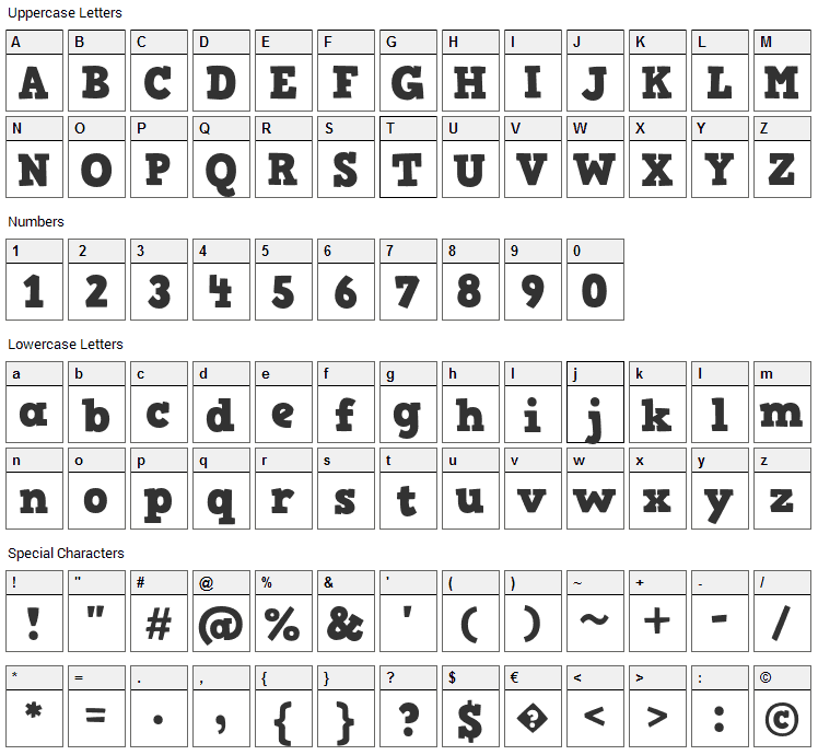 HVD Comic Serif Font Character Map