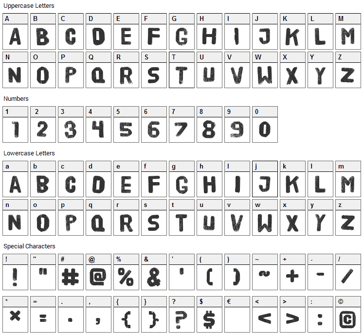 HVD Poster Font Character Map