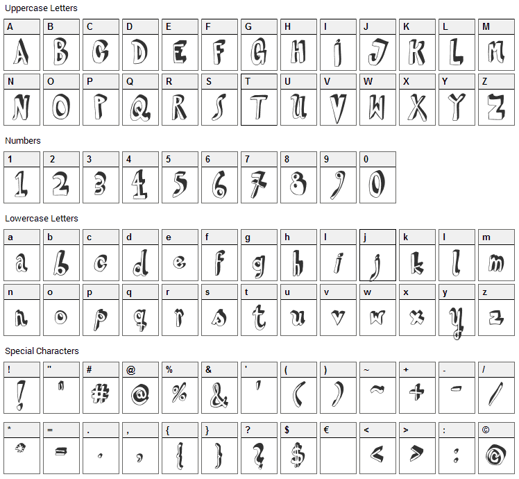 HVD Steinzeit Font Character Map