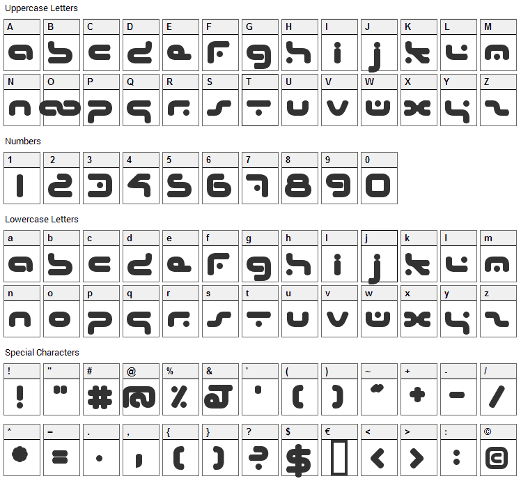 Hybrid Font Character Map