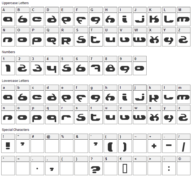 Hydro Font Character Map