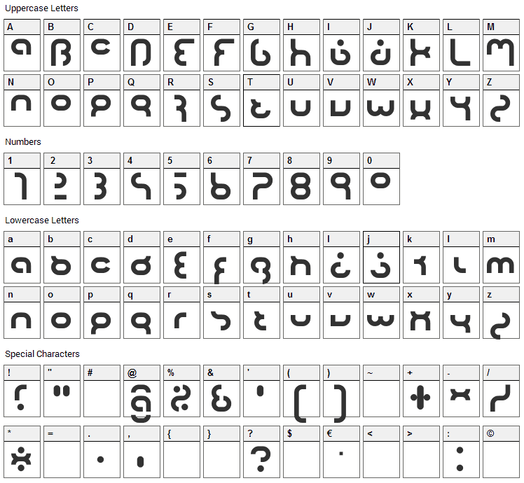 Hyper 2000 Font Character Map