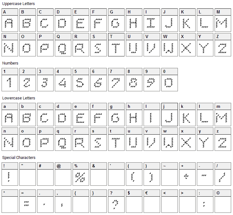 I Robot Font Character Map