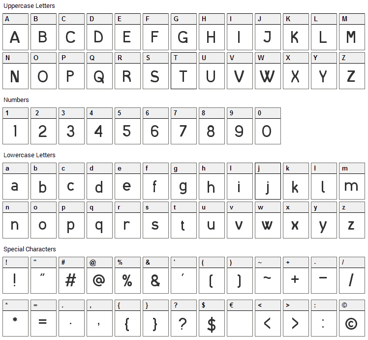 I Shot The Serif Font Character Map