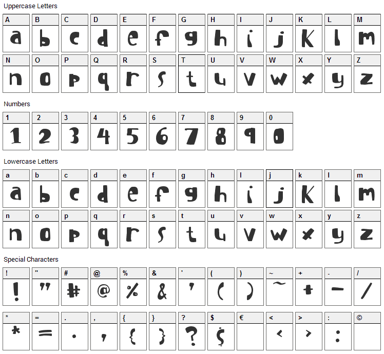 I suck at golf Font Character Map