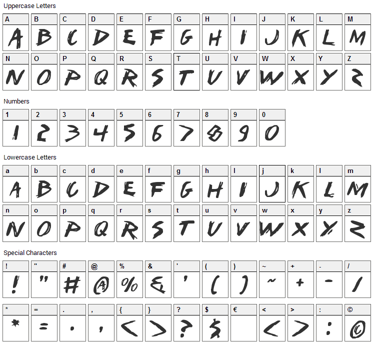 I Want My TTR  Font Character Map