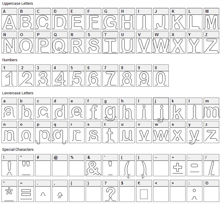 iArnold Font Character Map