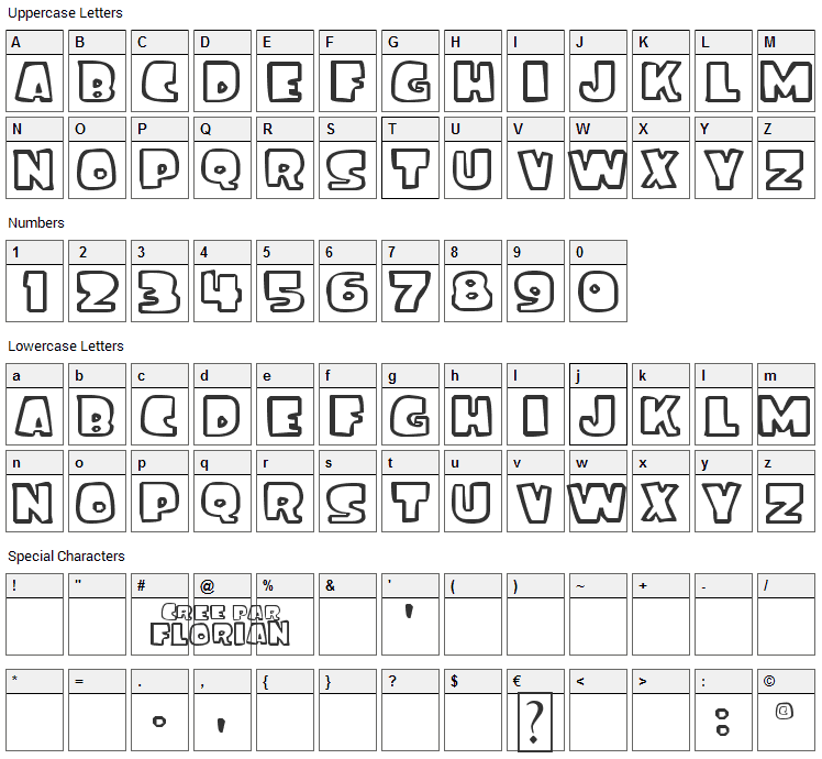 Ice Age Font Character Map