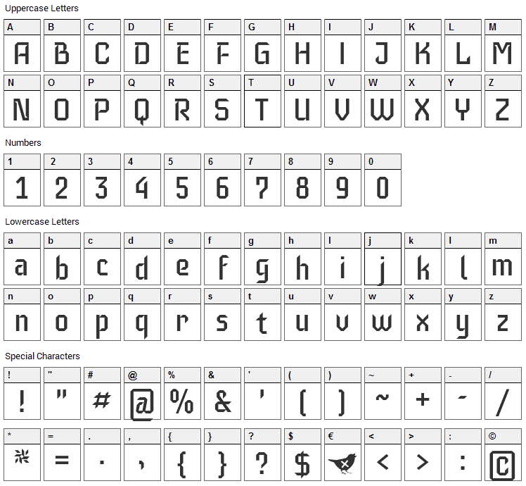 Iceberg Font Character Map