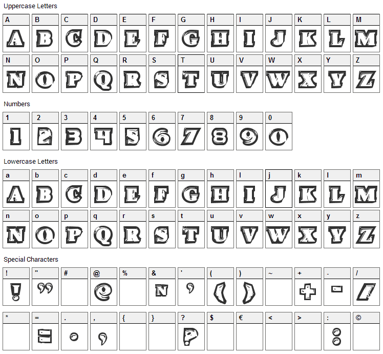 Icebox Art Font Character Map