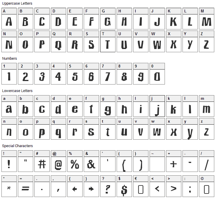 Icicle Country Two Font Character Map