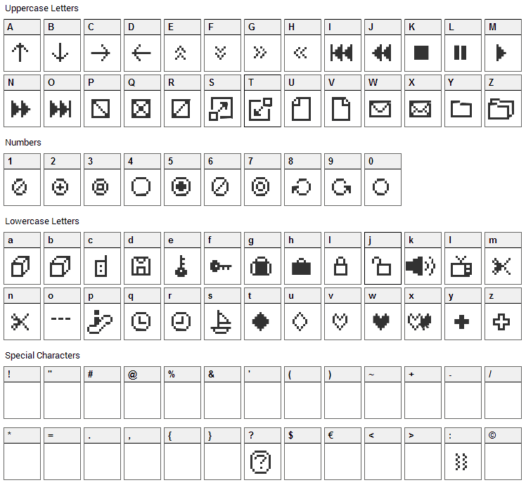 IconBit Font Character Map