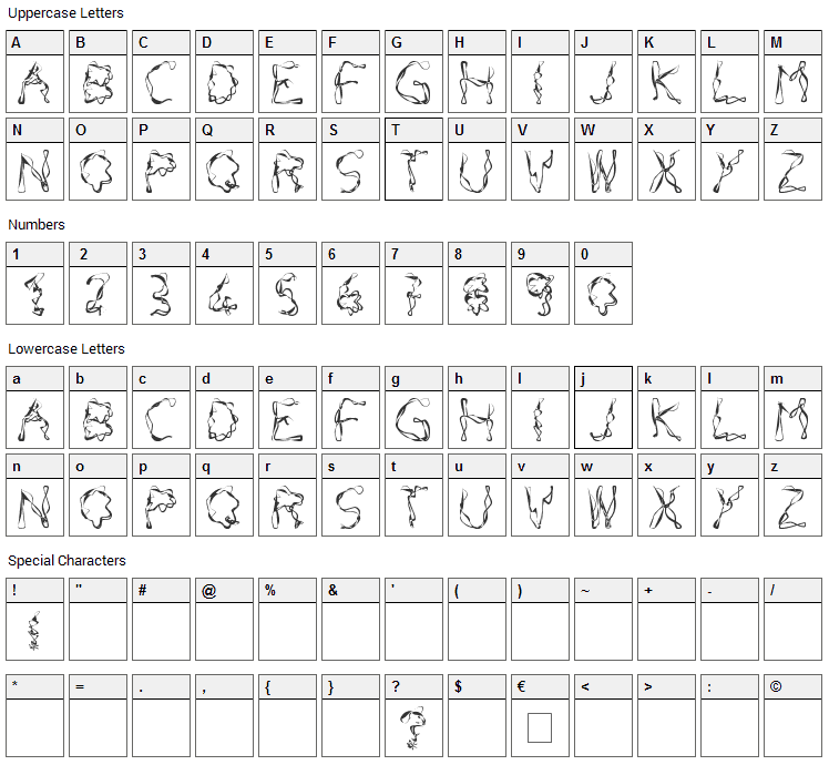 Ideocs Font Character Map