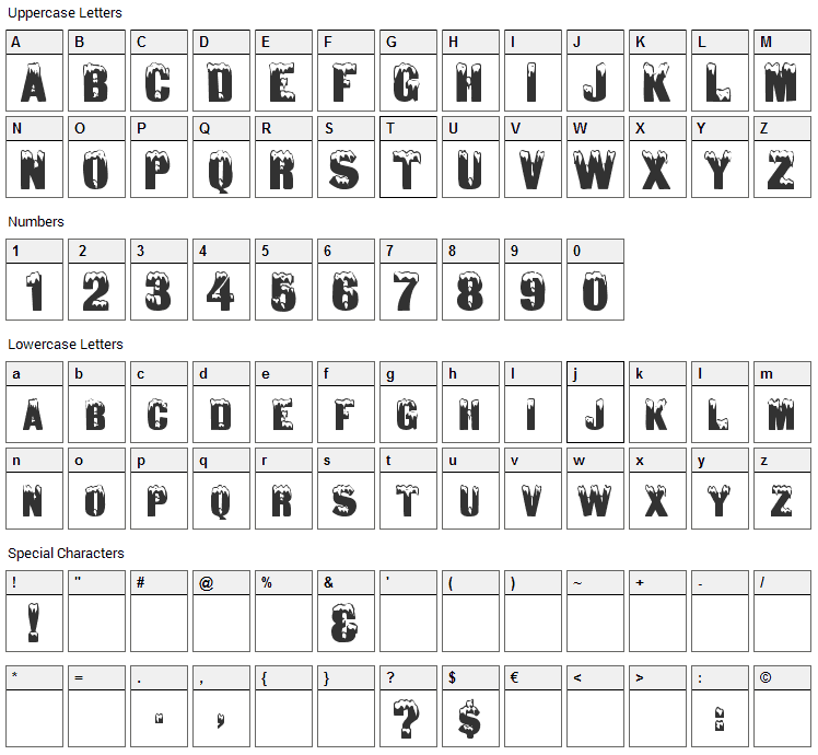 Igloo Laser Font Character Map